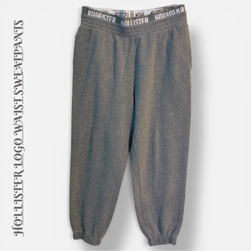 🌺HOLLISTER GREY ULTRA HIGH-RISE ELASTIC LOGO WAISTBAND JOGGERS